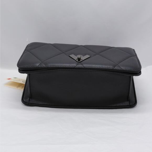 Valentino Orlandi Women Crossbody Bag Black Quilted Vegan Leather Handbag Purse - Picture 9 of 15